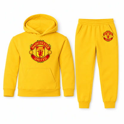 Manchester United Soccer youth hoodie jogger set, Yellow, Youth Large ages 10–12