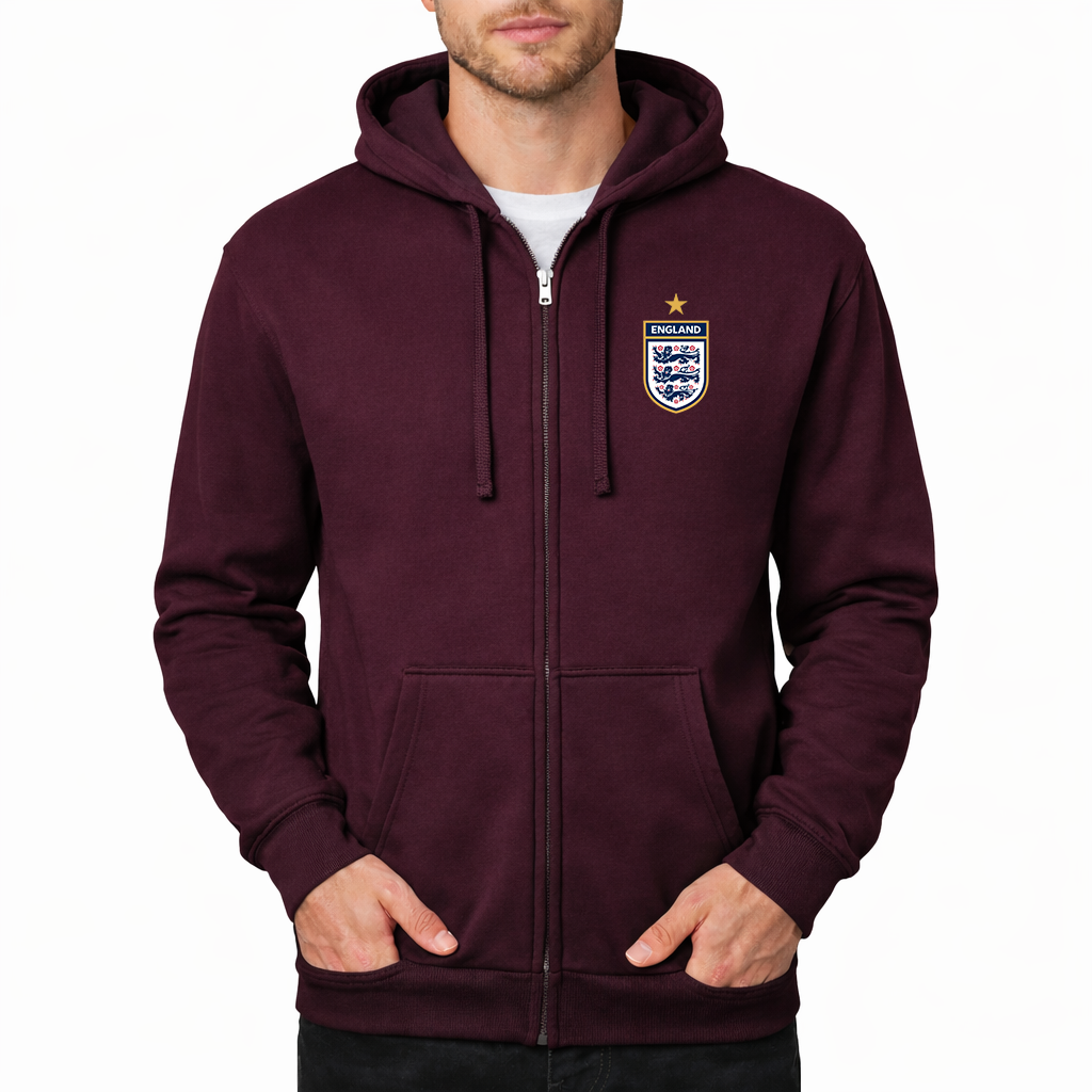 Men's England National Soccer Team Zipper Hoodie