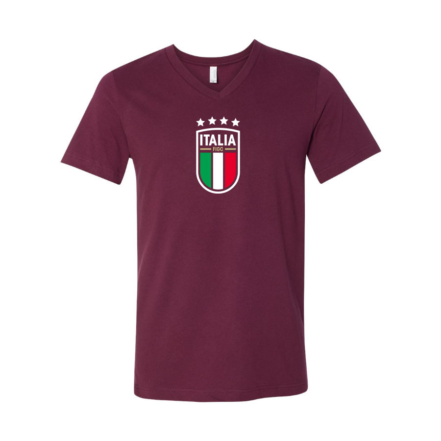 Men’s Italy National Soccer Team  - BELLA + CANVAS - Jersey V-Neck Tee - 3005