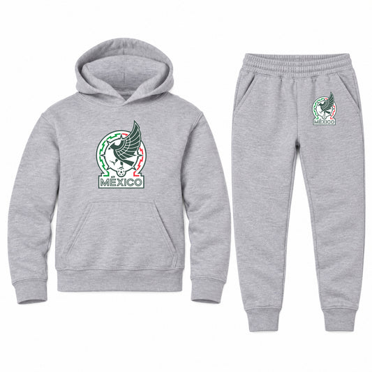 Mexico Soccer youth hoodie jogger set, Sports Grey, Youth Large ages 10–12