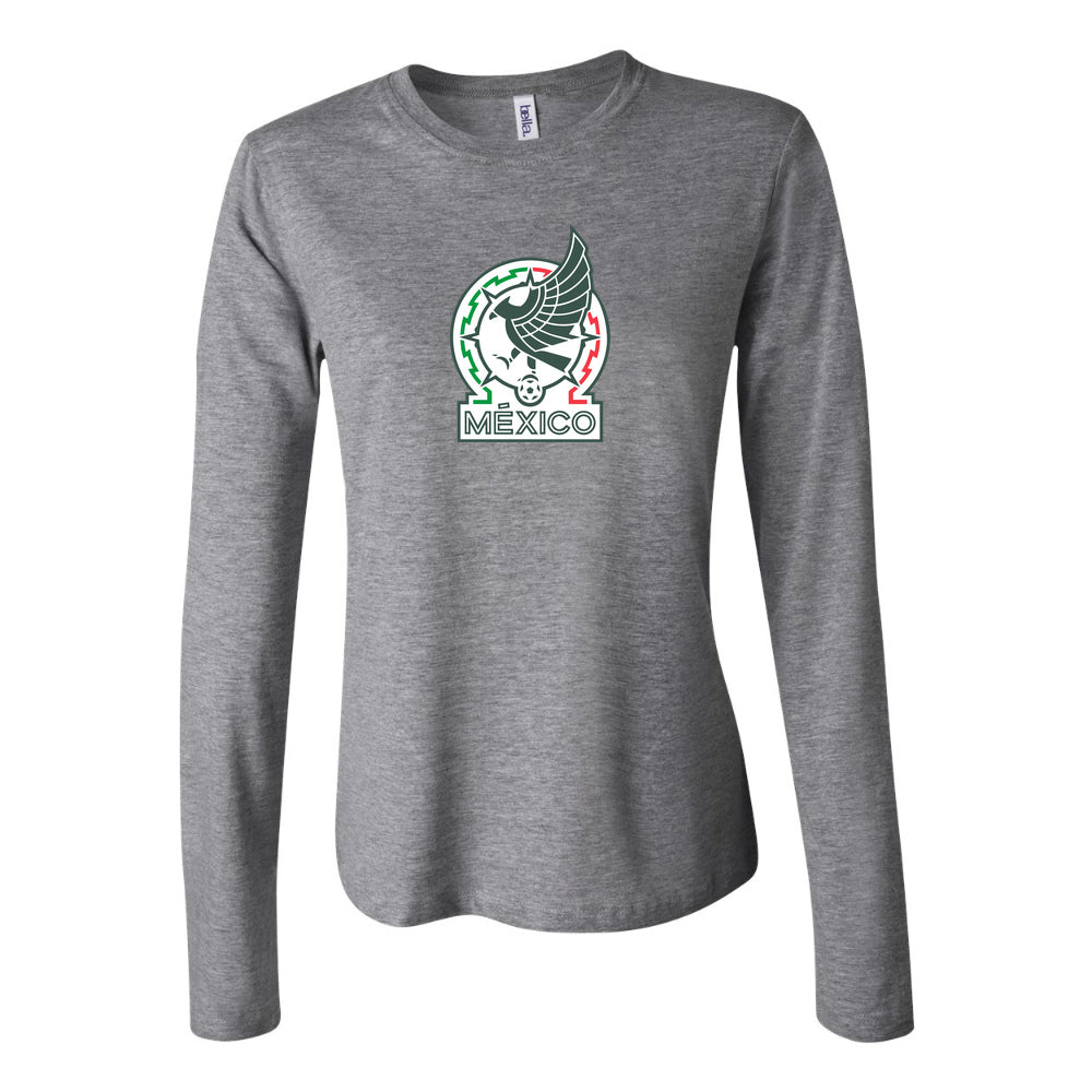 Women's Mexico Soccer Long Sleeve T-Shirt | Color: Grey | Original artwork on Drive garment