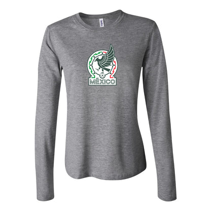Women's Mexico Soccer Long Sleeve T-Shirt | Color: Grey | Original artwork on Drive garment
