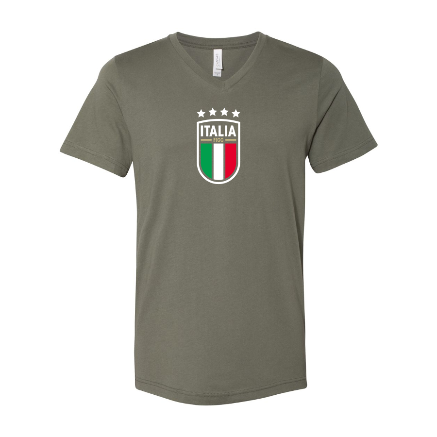 Men’s Italy National Soccer Team  - BELLA + CANVAS - Jersey V-Neck Tee - 3005