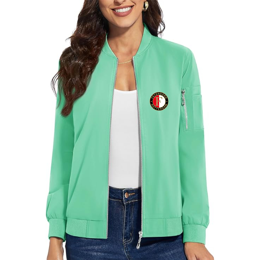 Women's  Feyenoord FC - Premium Bomber Jacket with Polished Detailing and Functional Sleeve Pocket - Modern Luxury Outerwear