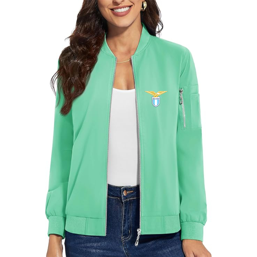 Women's Lazio FC - Premium Bomber Jacket with Polished Detailing and Functional Sleeve Pocket - Modern Luxury Outerwear