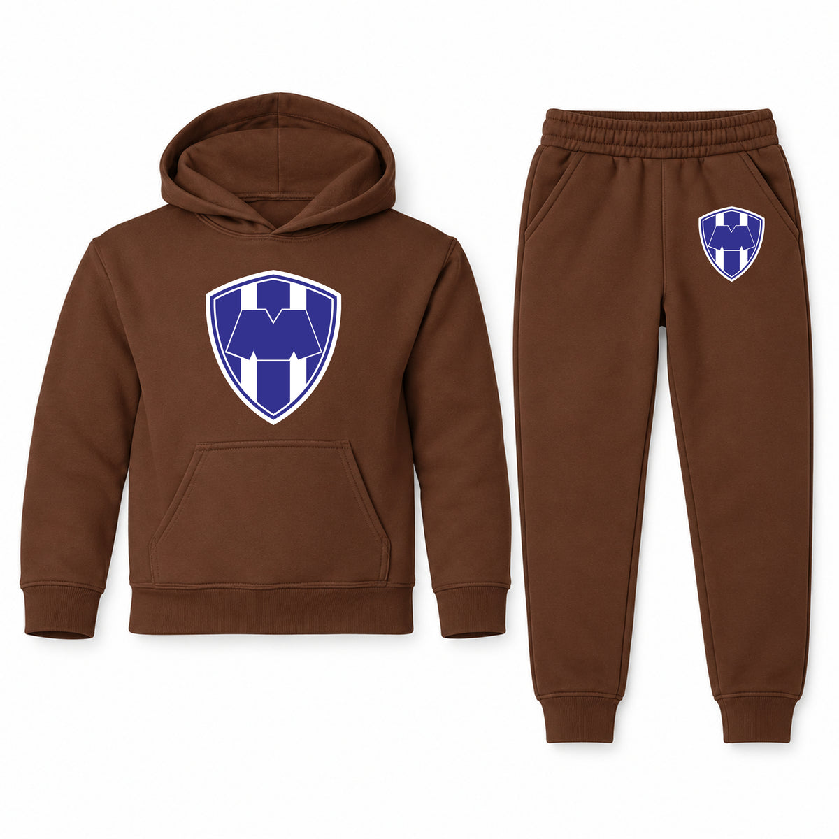 Monterrey FC youth hoodie jogger set, Brown, Youth Large ages 10–12
