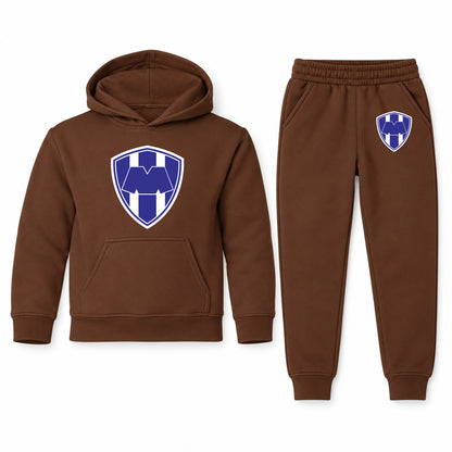 Monterrey FC youth hoodie jogger set, Brown, Youth Large ages 10–12