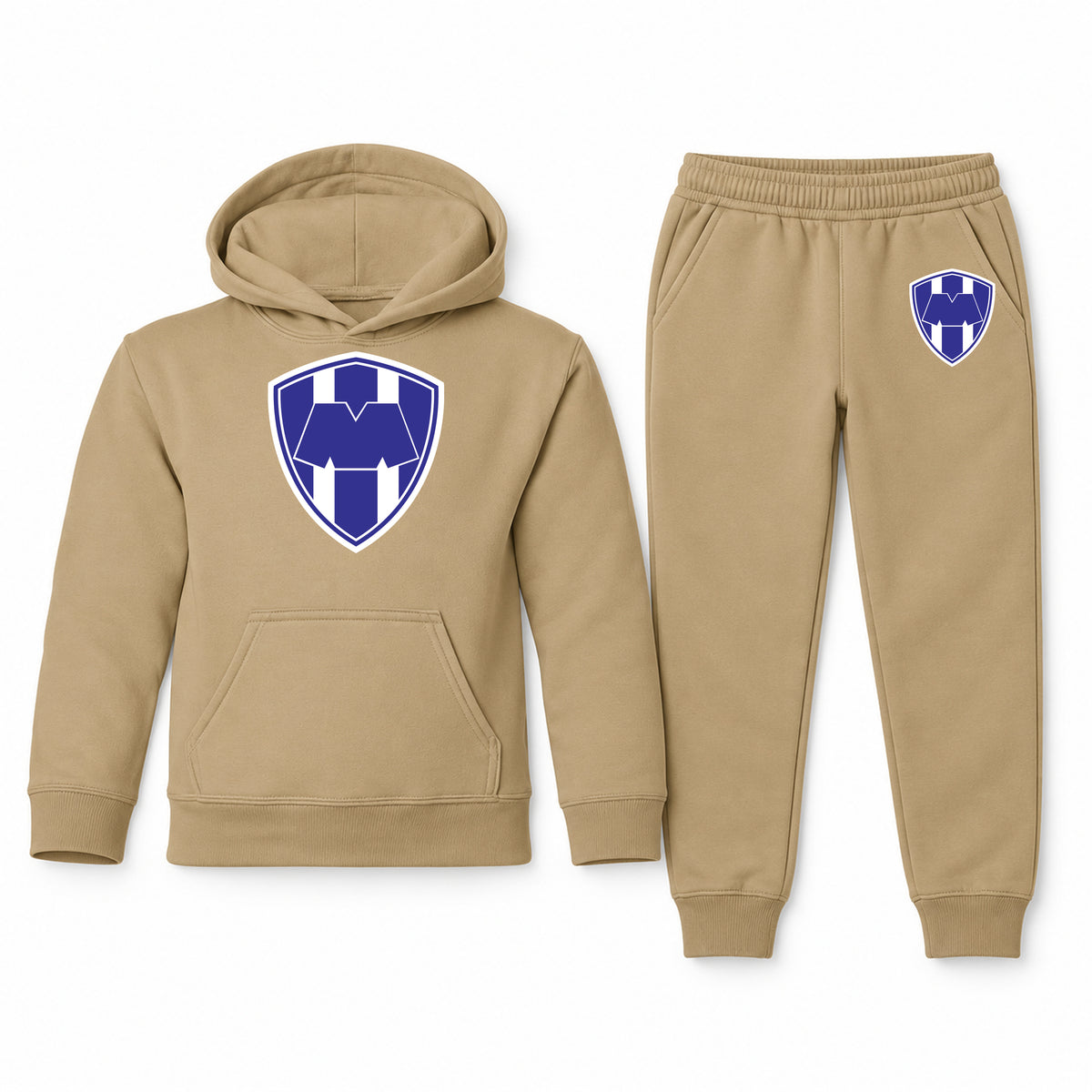 Monterrey FC youth hoodie jogger set, Khaki, Youth Large ages 10–12