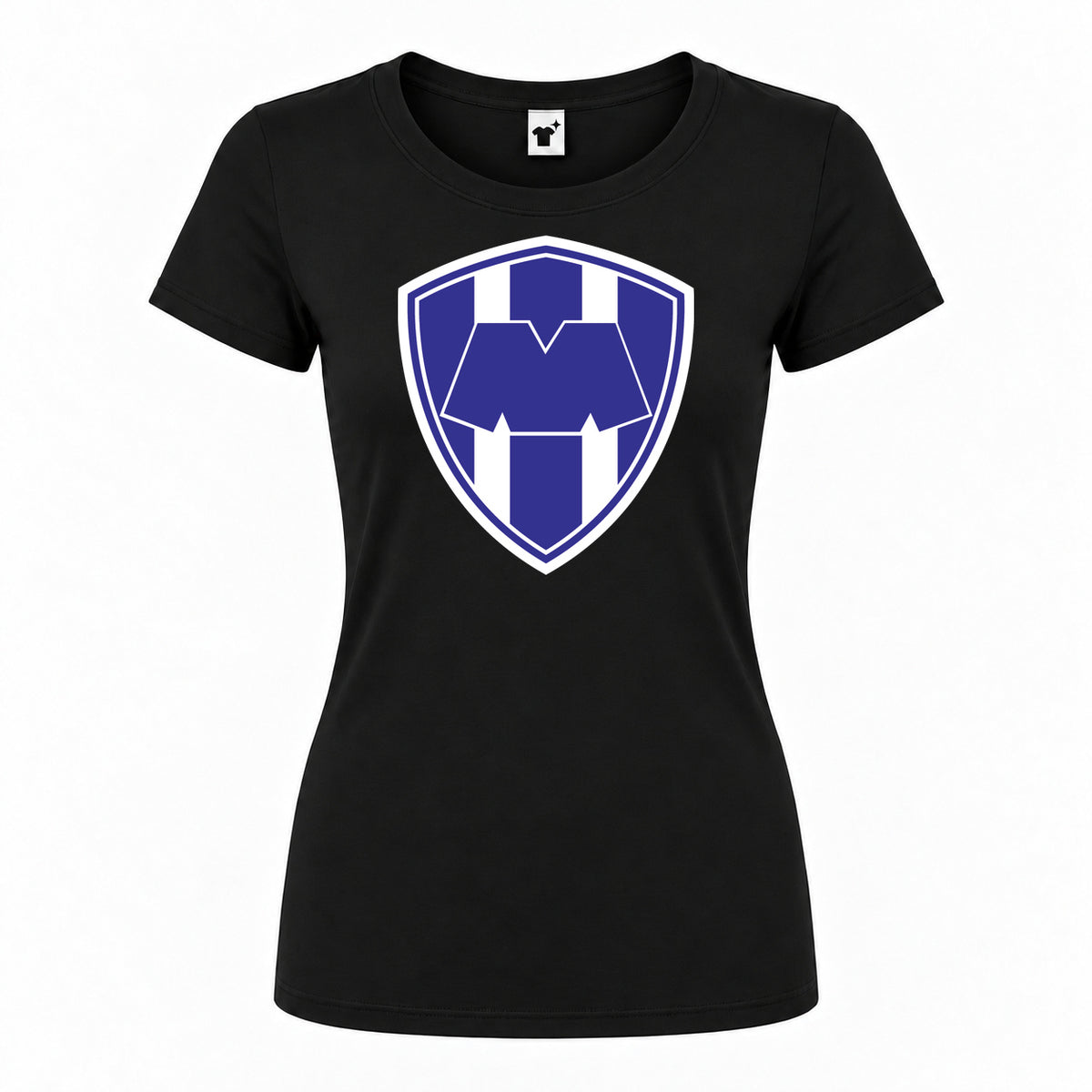 Women's Monterrey FC Round Neck T-Shirt — Black — original logo on current Drive garment