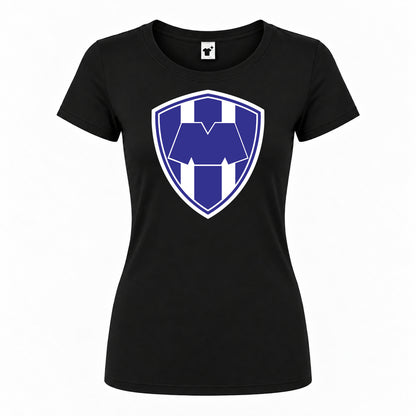 Women's Monterrey FC Round Neck T-Shirt — Black — original logo on current Drive garment