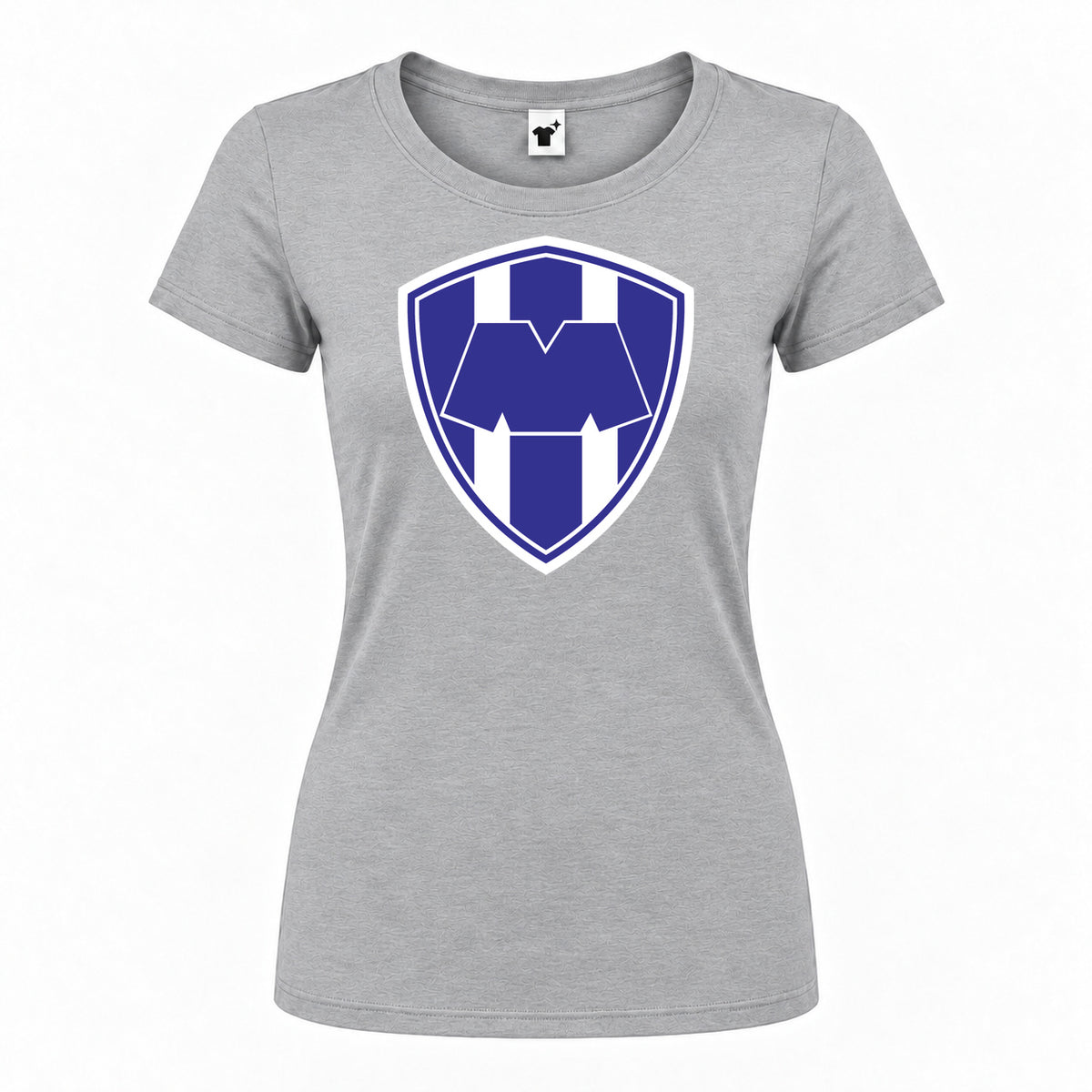 Women's Monterrey FC Round Neck T-Shirt — Grey — original logo on current Drive garment