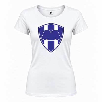 Women's Monterrey FC Round Neck T-Shirt — White — original logo on current Drive garment