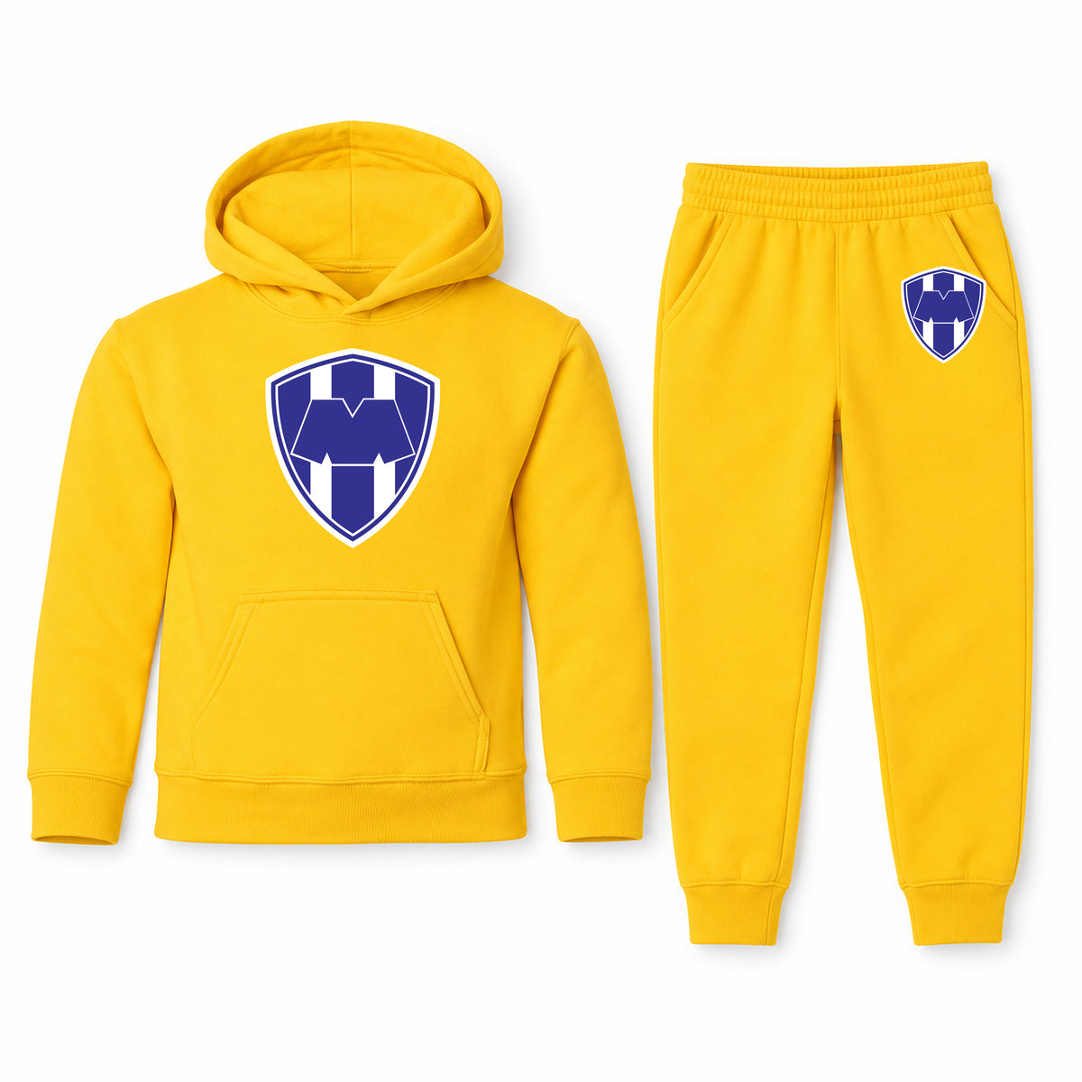 Monterrey FC youth hoodie jogger set, Yellow, Youth Large ages 10–12