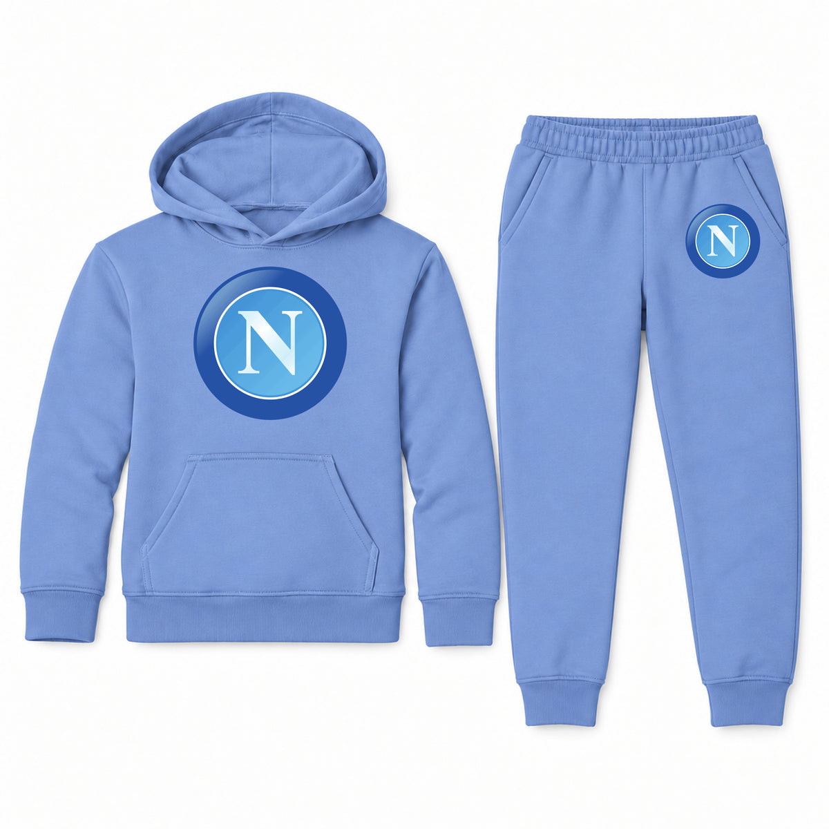 Napoli FC youth hoodie jogger set, Carolina Blue, Youth Large ages 10–12