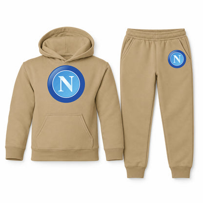 Napoli FC youth hoodie jogger set, Khaki, Youth Large ages 10–12