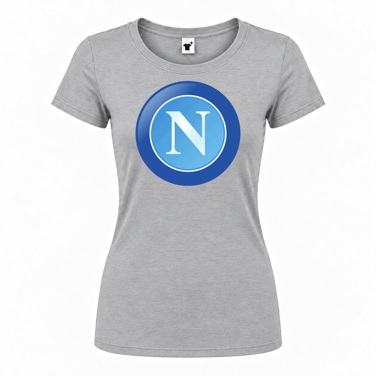 Women's Napoli FC Round Neck T-Shirt — Grey — original logo on current Drive garment