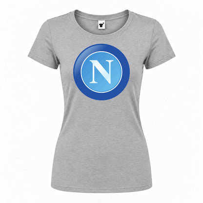 Women's Napoli FC Round Neck T-Shirt — Grey — original logo on current Drive garment
