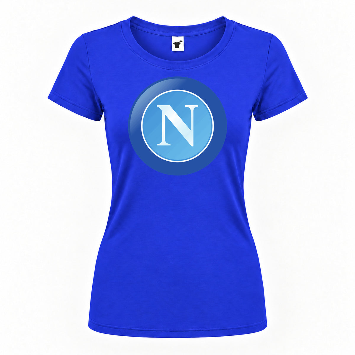 Women's Napoli FC Round Neck T-Shirt — Royal Blue — original logo on current Drive garment