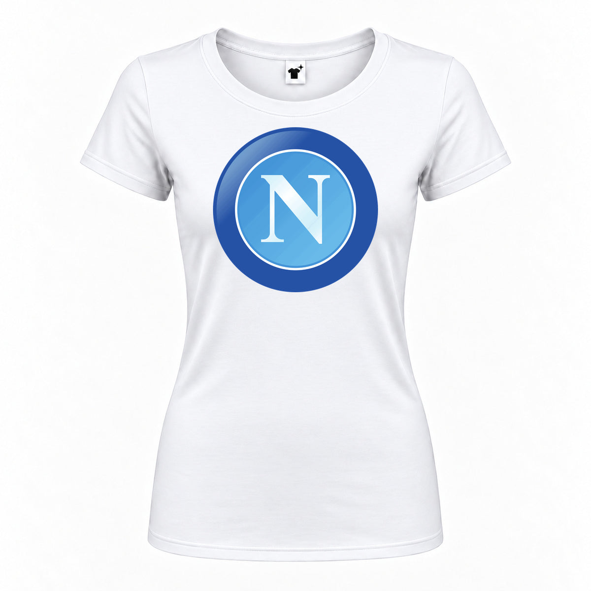 Women's Napoli FC Round Neck T-Shirt — White — original logo on current Drive garment