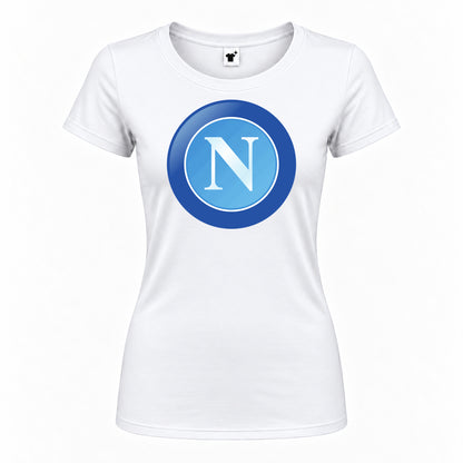 Women's Napoli FC Round Neck T-Shirt — White — original logo on current Drive garment