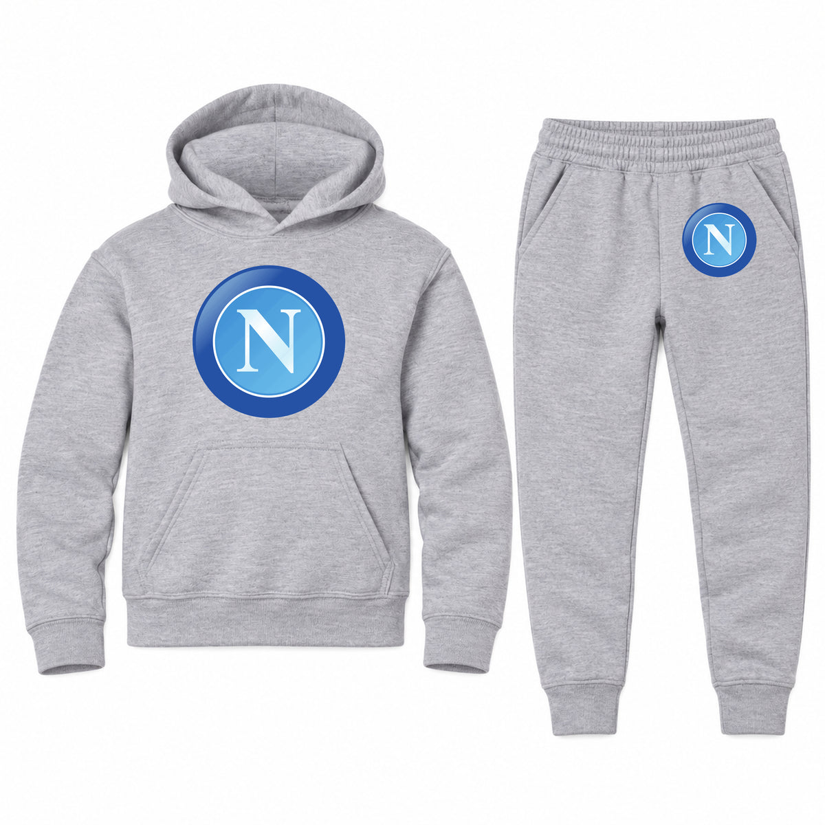 Napoli FC youth hoodie jogger set, Sports Grey, Youth Large ages 10–12