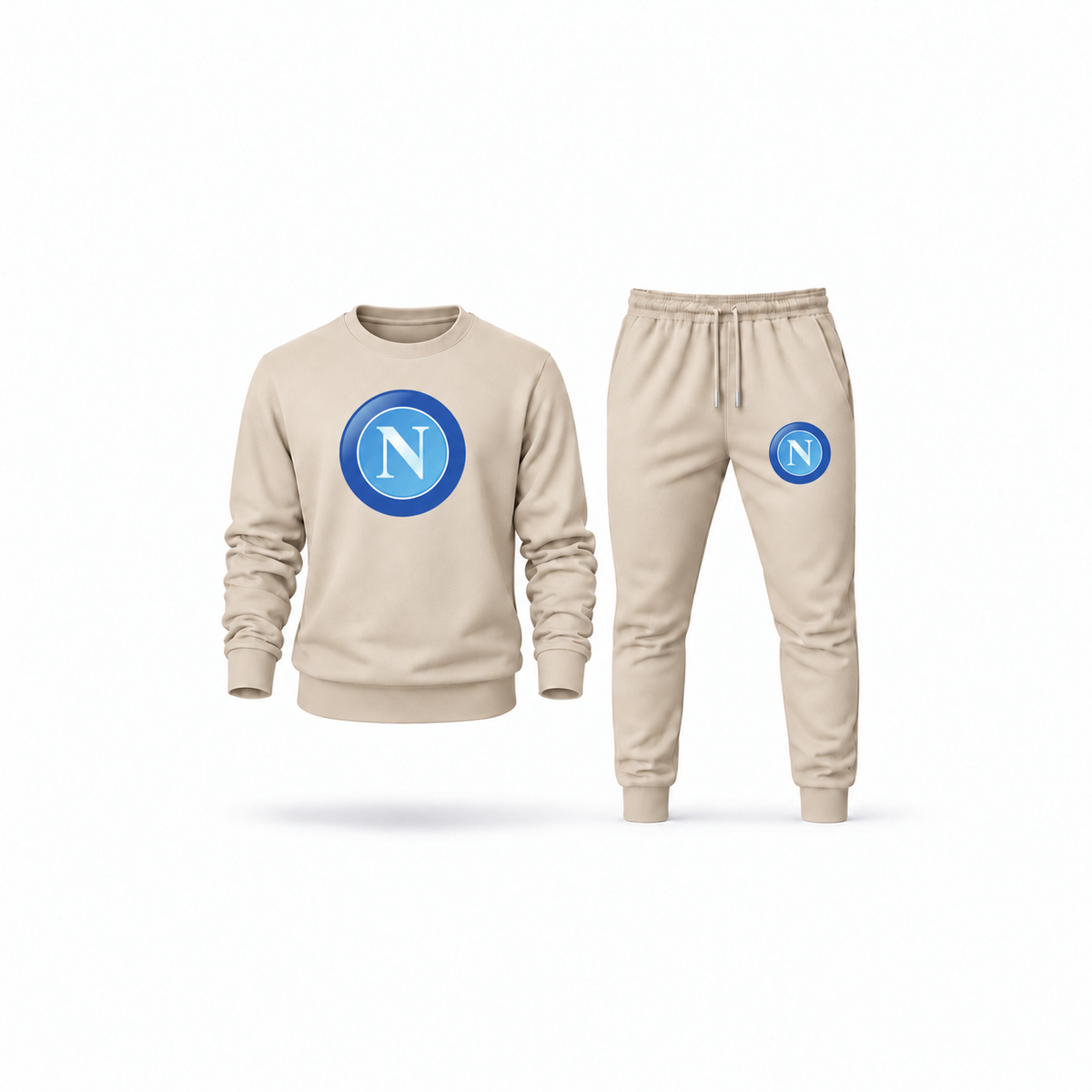 Men's Napoli FC Sweatshirt Joggers Set | Color: Tan | Main