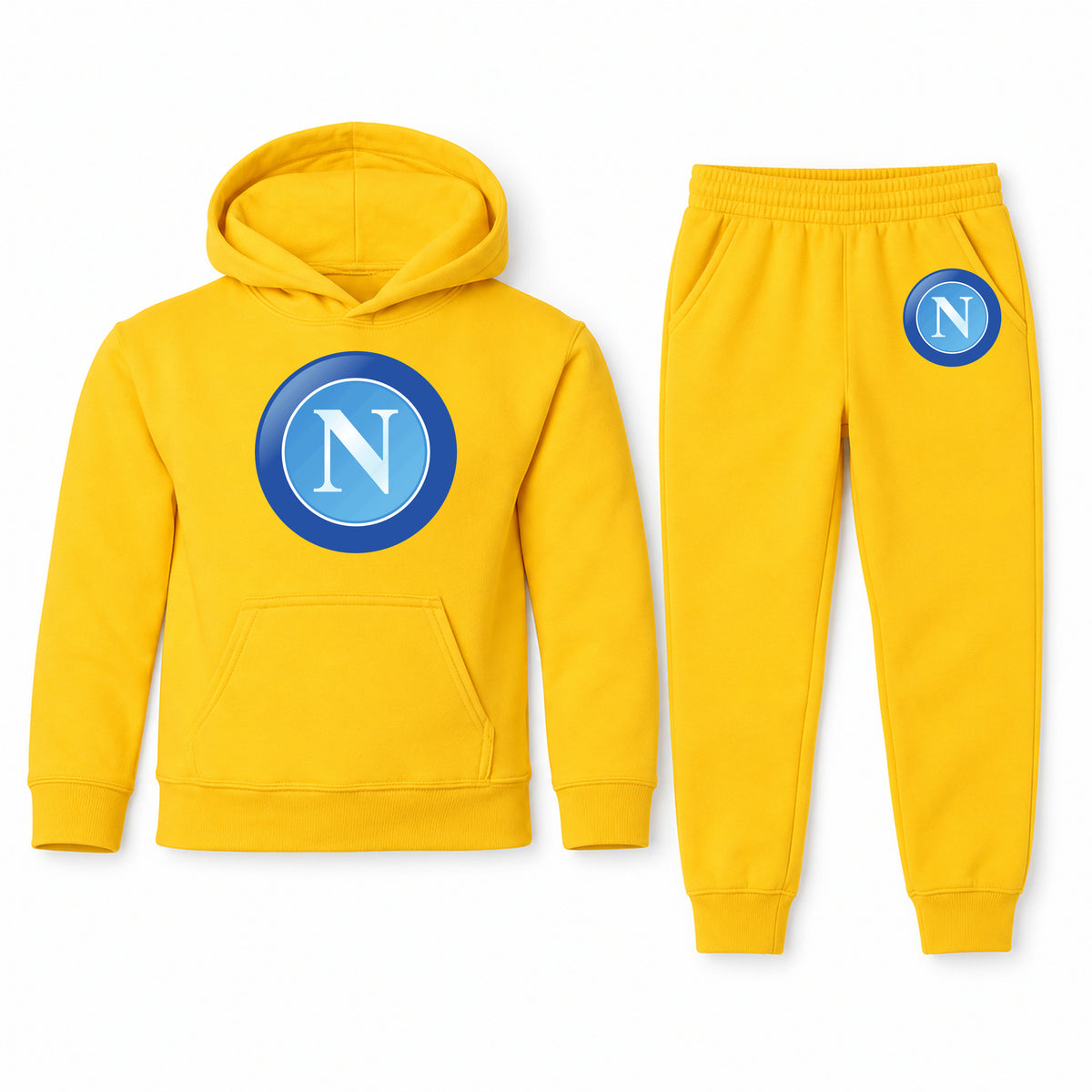 Napoli FC youth hoodie jogger set, Yellow, Youth Large ages 10–12