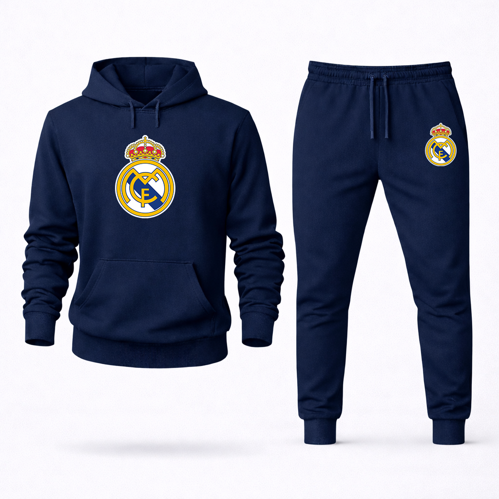 Men’s Real Madrid Soccer Logo Hoodie Joggers Set