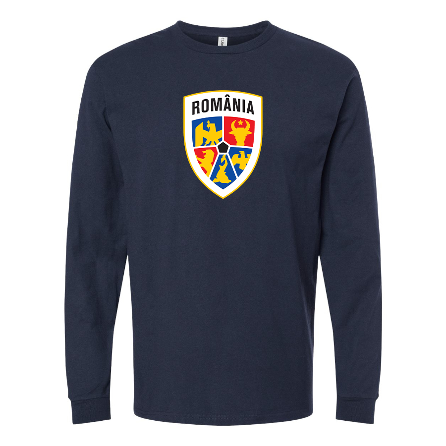 Men's Romania National Soccer Team Long Sleeve T-Shirt