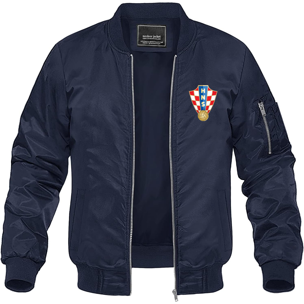 Men's Croatia National Soccer Team Lightweight Bomber Jacket Windbreaker Softshell Varsity Jacket Coat