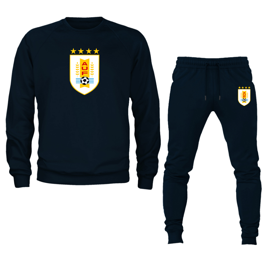 Men's Uruguay National Soccer Team Crewneck Sweatshirt Joggers Suit