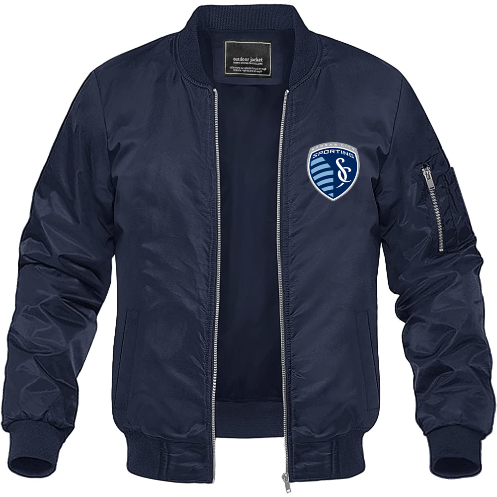 Men's Sporting Kansas City FC Lightweight Bomber Jacket Windbreaker Softshell Varsity Jacket Coat