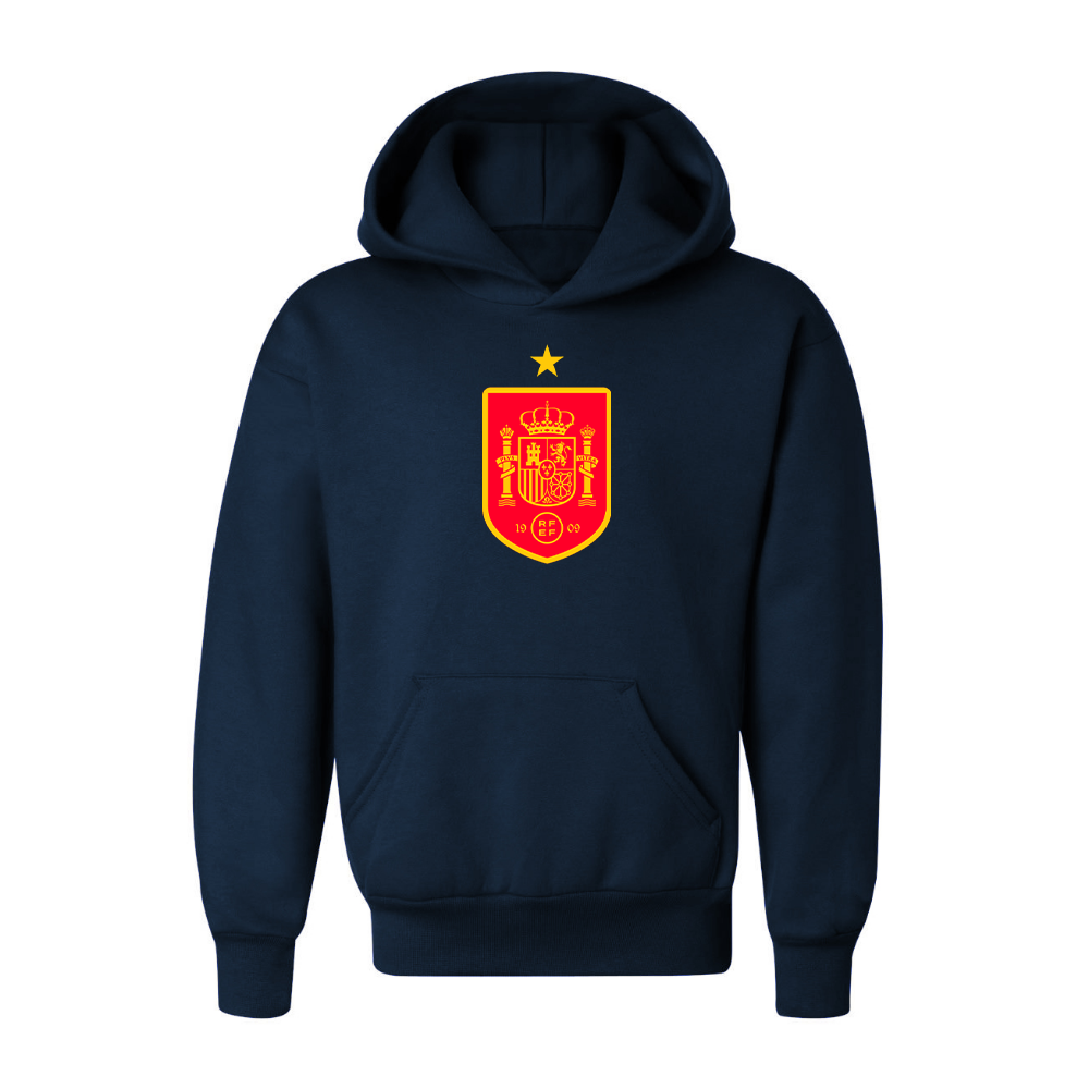 Youth Kids Spain Red Logo National Soccer Team Pullover Hoodie