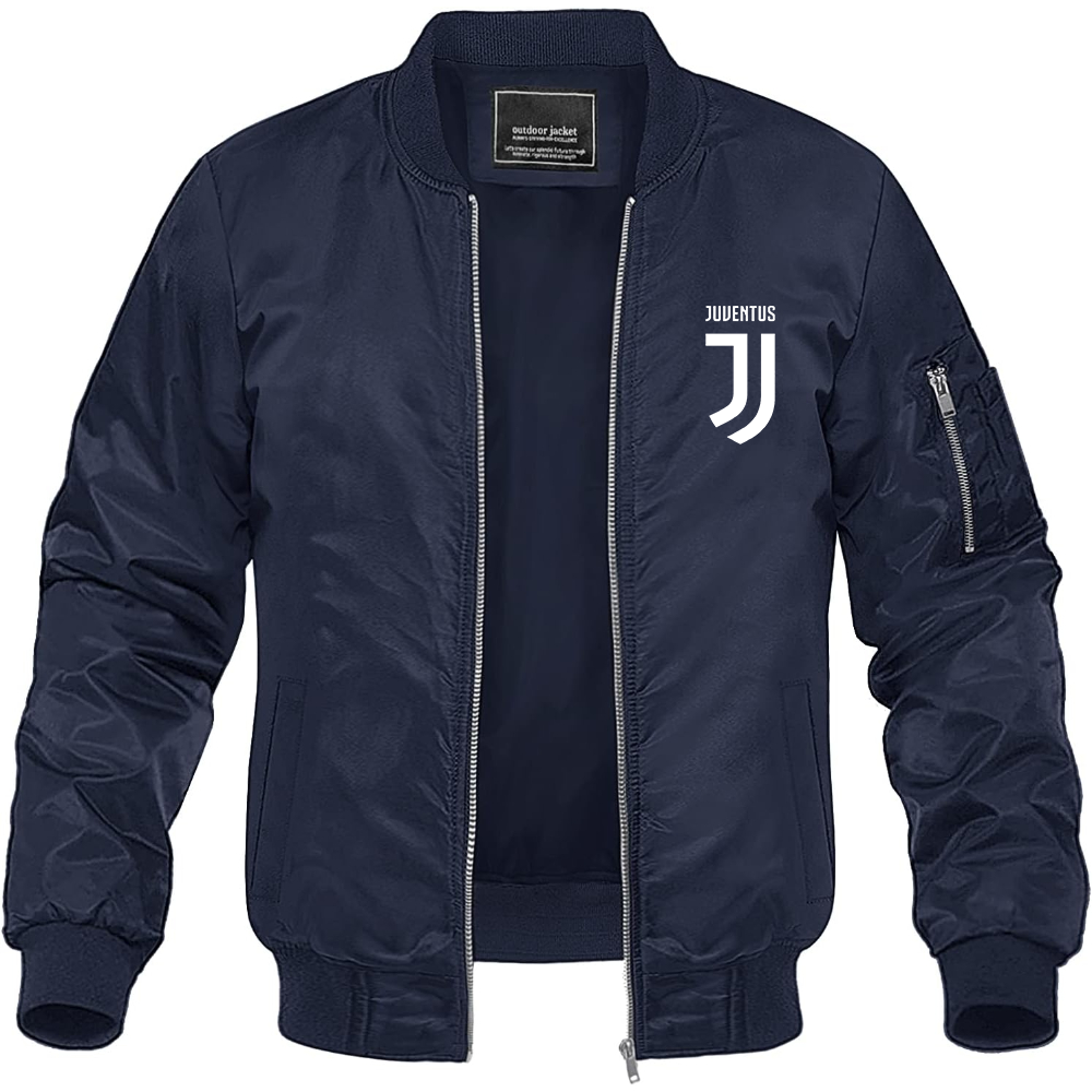 Men's Juventus Soccer Lightweight Bomber Jacket Windbreaker Softshell Varsity Jacket Coat