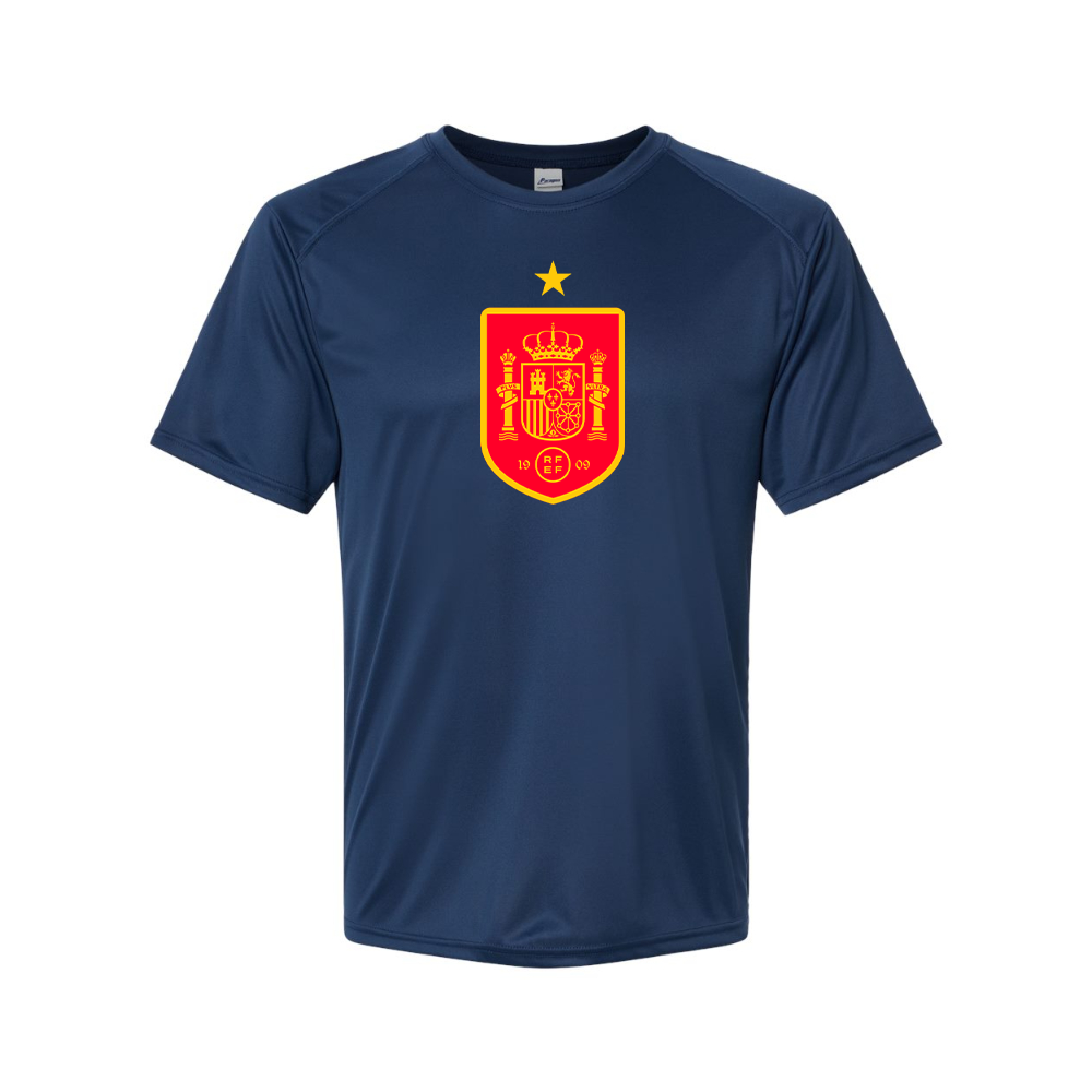 Youth Kids Spain Red Logo National Soccer Team Performance T-Shirt