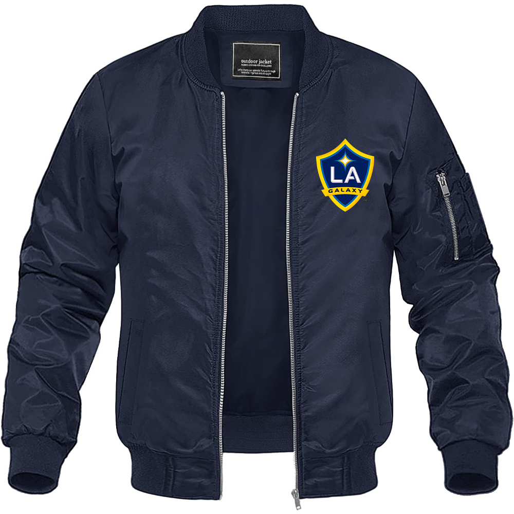 Men's LA Galaxy FC Lightweight Bomber Jacket Windbreaker Softshell Varsity Jacket Coat