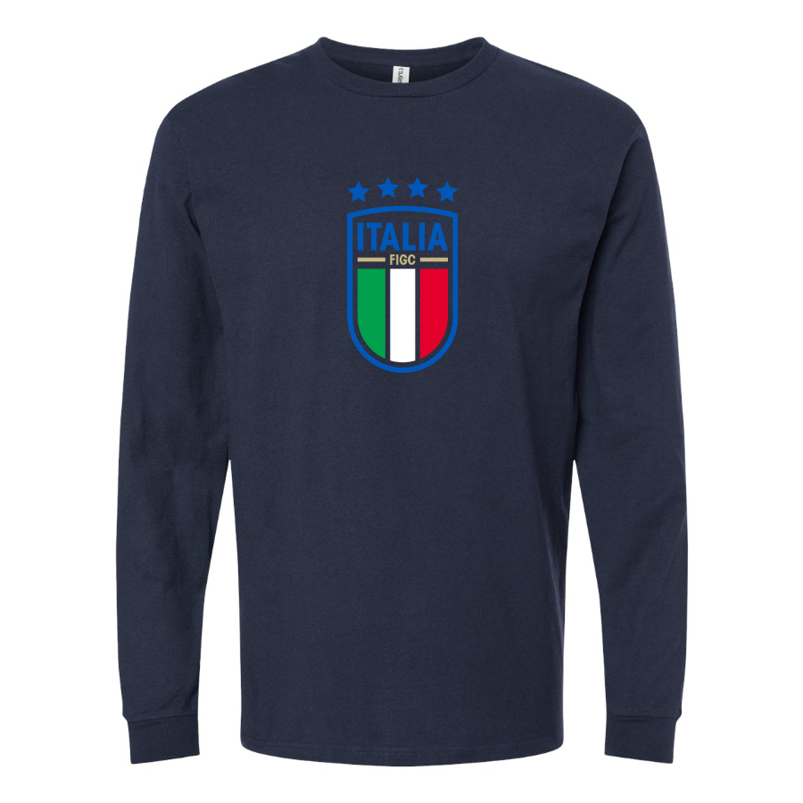 Youth Kids Italy National Soccer Long Sleeve T-Shirt