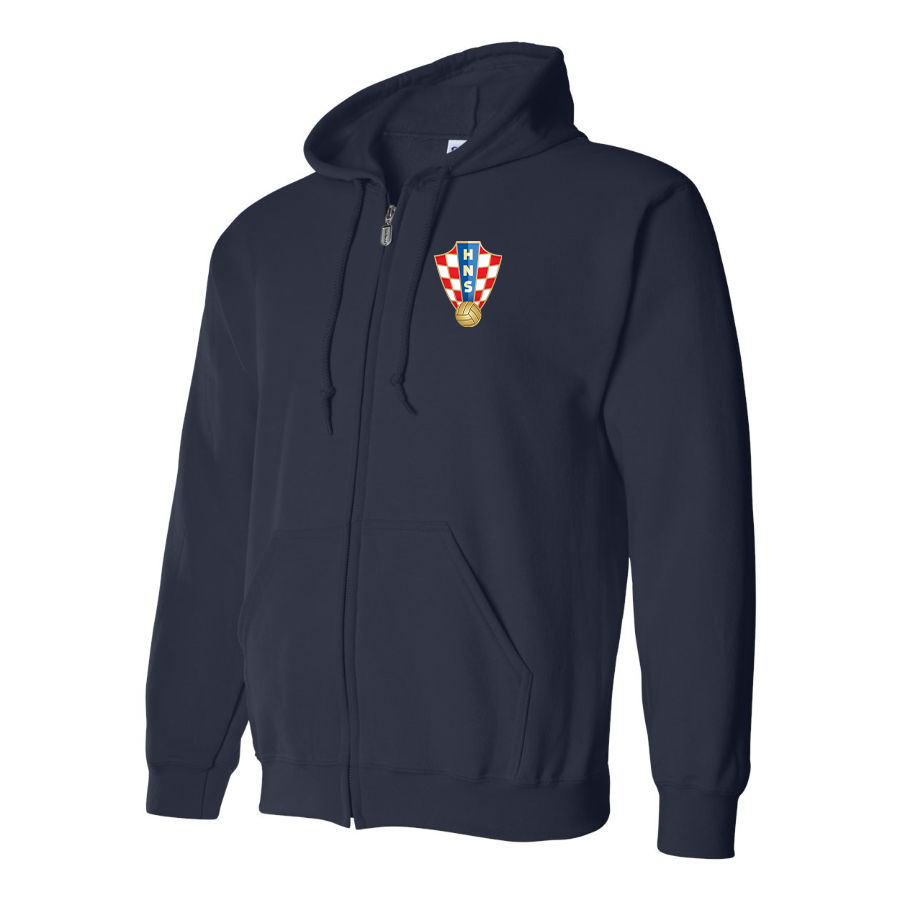 Men's Croatia National Soccer Team Zipper Hoodie