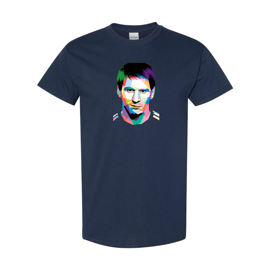 Men's Lionel Messi Face Art Soccer Cotton T-Shirt