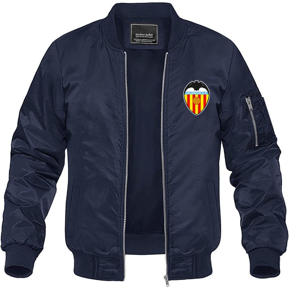 Men's Valencia FC Lightweight Bomber Jacket Windbreaker Softshell Varsity Jacket Coat