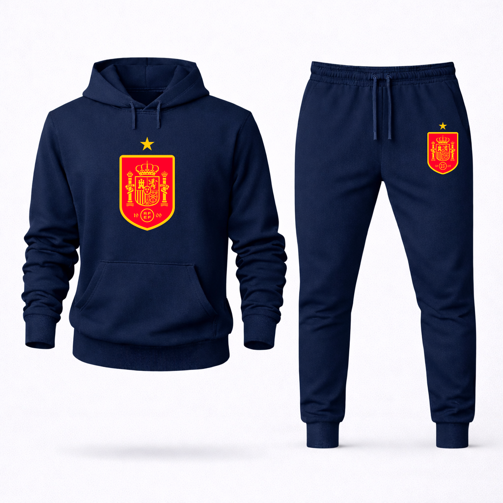 Men's Spain Red Logo National Soccer Team Hoodie Joggers Set