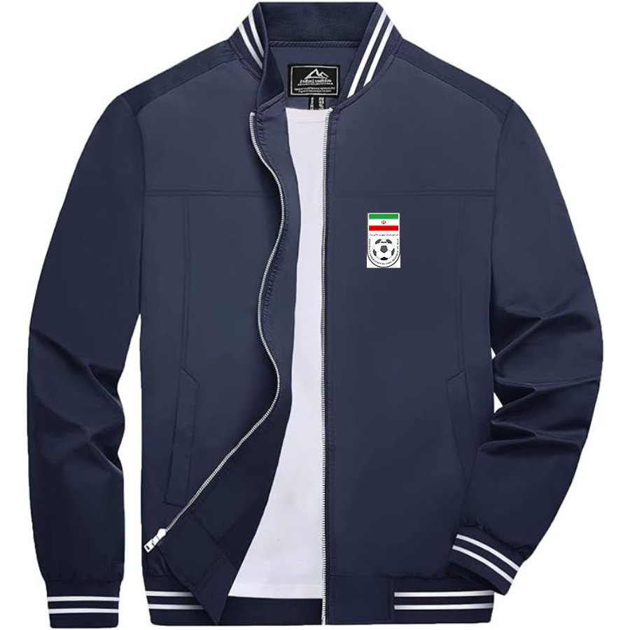 Men’s Iran National Soccer Team  - Lightweight Zip-Up Bomber Jacket with Ribbed Collar and Cuffs - Versatile Casual Outerwear