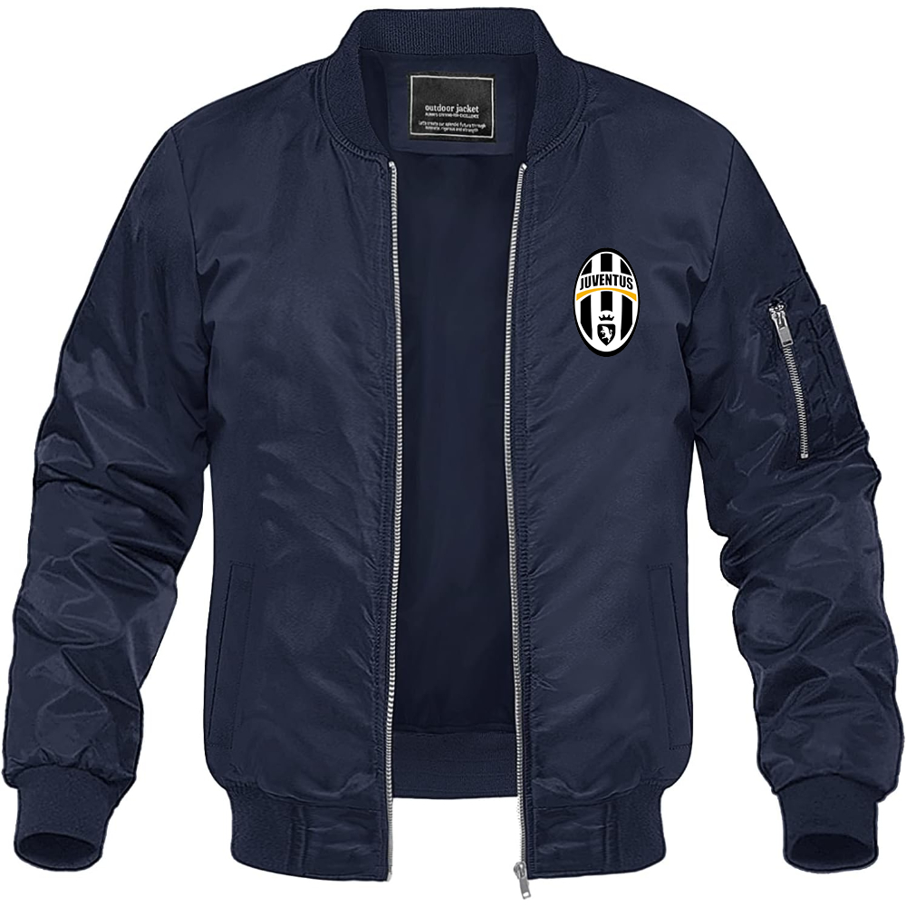 Men's Juventus Football Club Classic Lightweight Bomber Jacket Windbreaker Softshell Varsity Jacket Coat