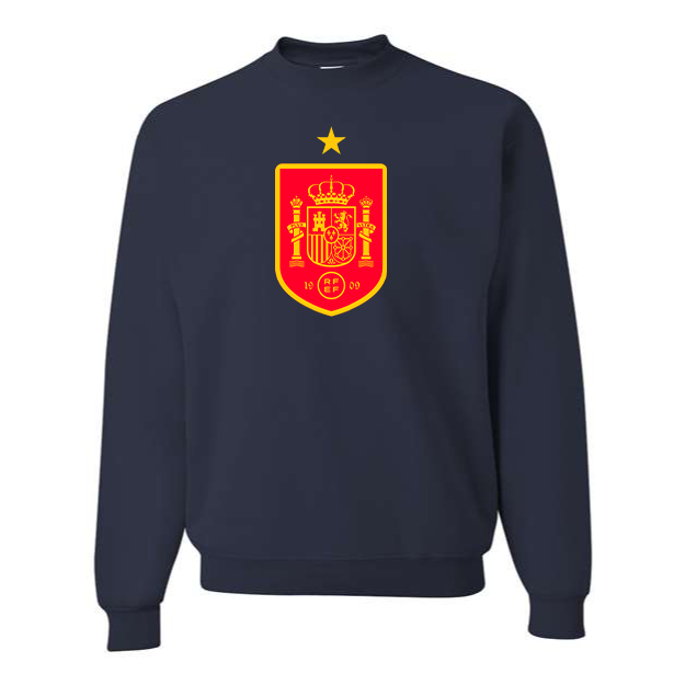 Men's Spain Red Logo National Soccer Team Crewneck Sweatshirt