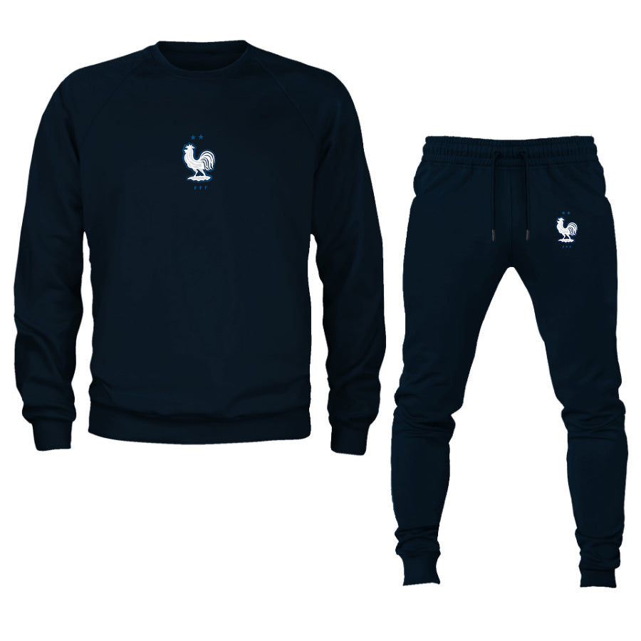 Men's France National Soccer Team Logo Crewneck Sweatshirt Joggers Suit