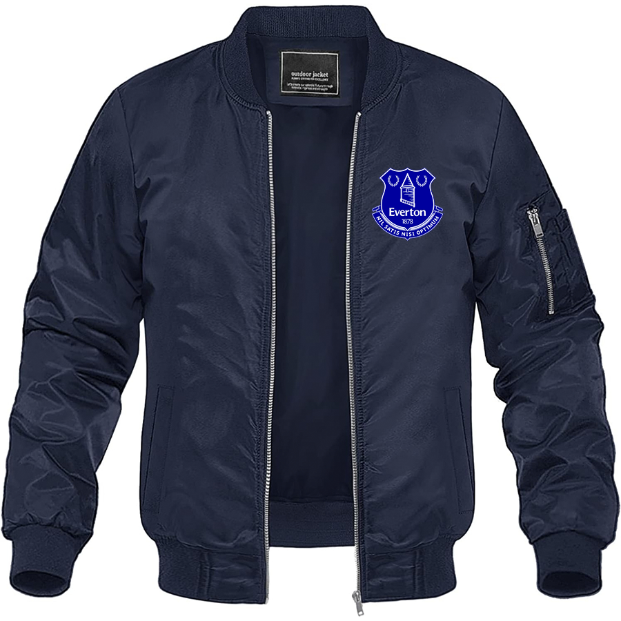 Men's Everton FC Lightweight Bomber Jacket Windbreaker Softshell Varsity Jacket Coat