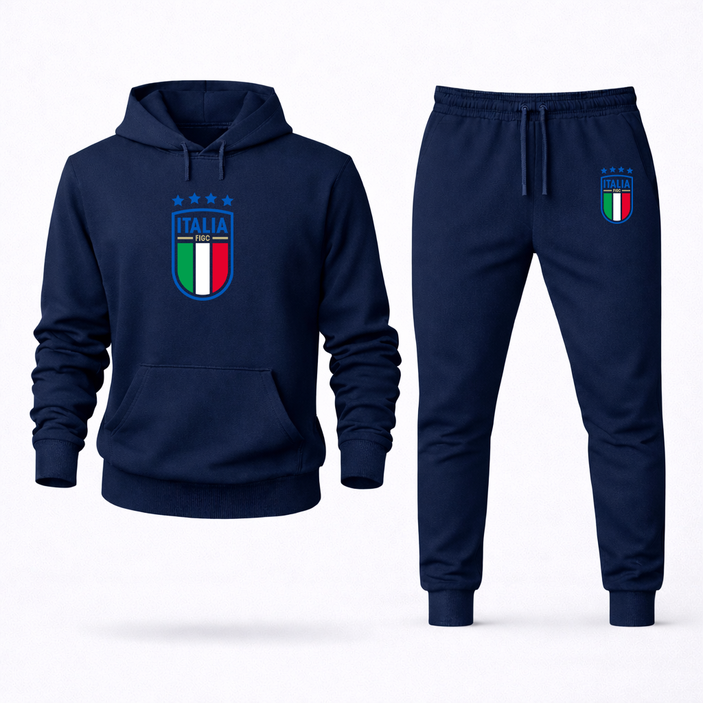 Men's Italy National Soccer Hoodie Joggers Set