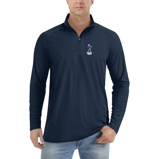 Men’s Tottenham Hotspur F.C. Soccer  - Lightweight Quarter-Zip Athletic Shirt – Long Sleeve Performance Wear