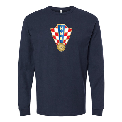 Men's Croatia National Soccer Team Cotton Long Sleeve T-Shirt