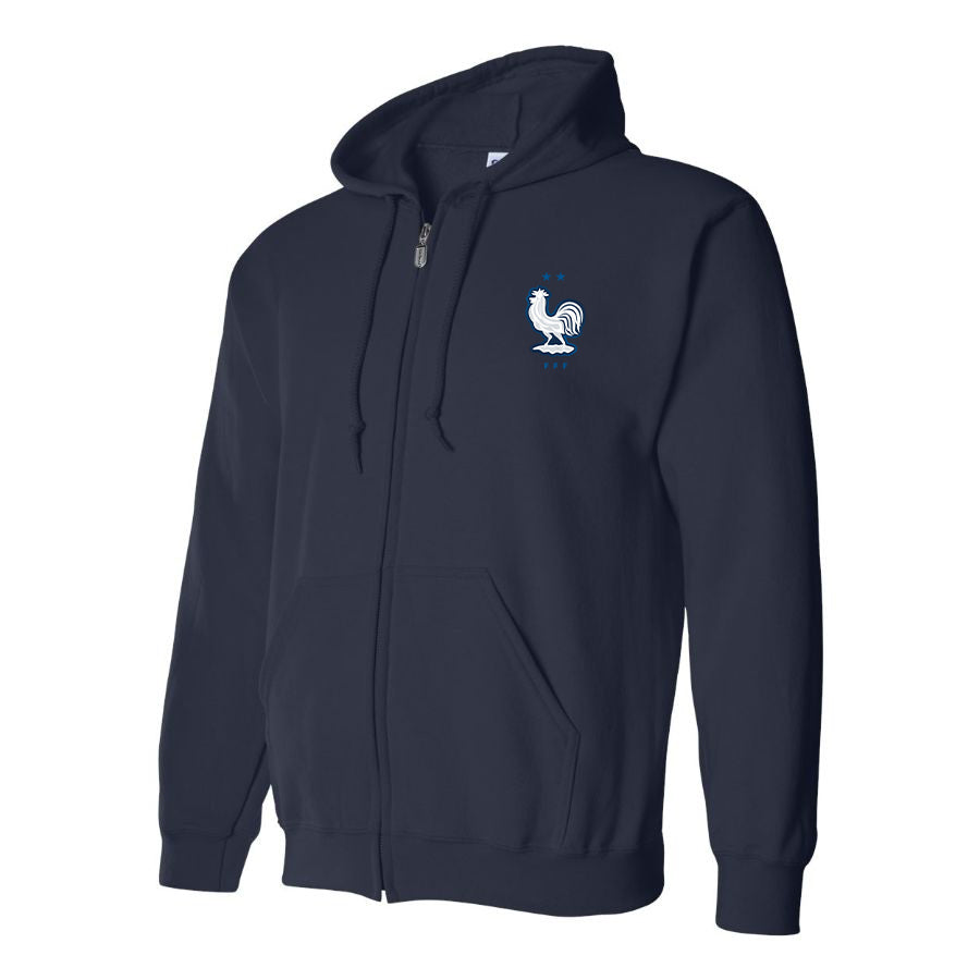 Men's France National Soccer Team Zipper Hoodie